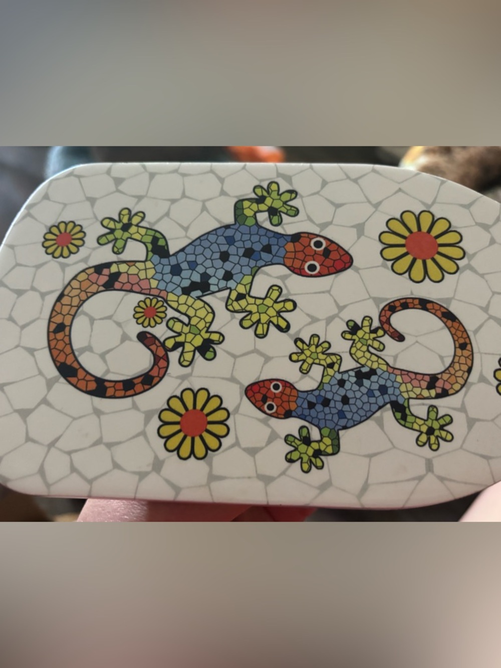 🦎 Mallorca Mosaic Gecko Ceramic Board • Vintage Spanish Wall Art • Cheese Board - Picture 7 of 12